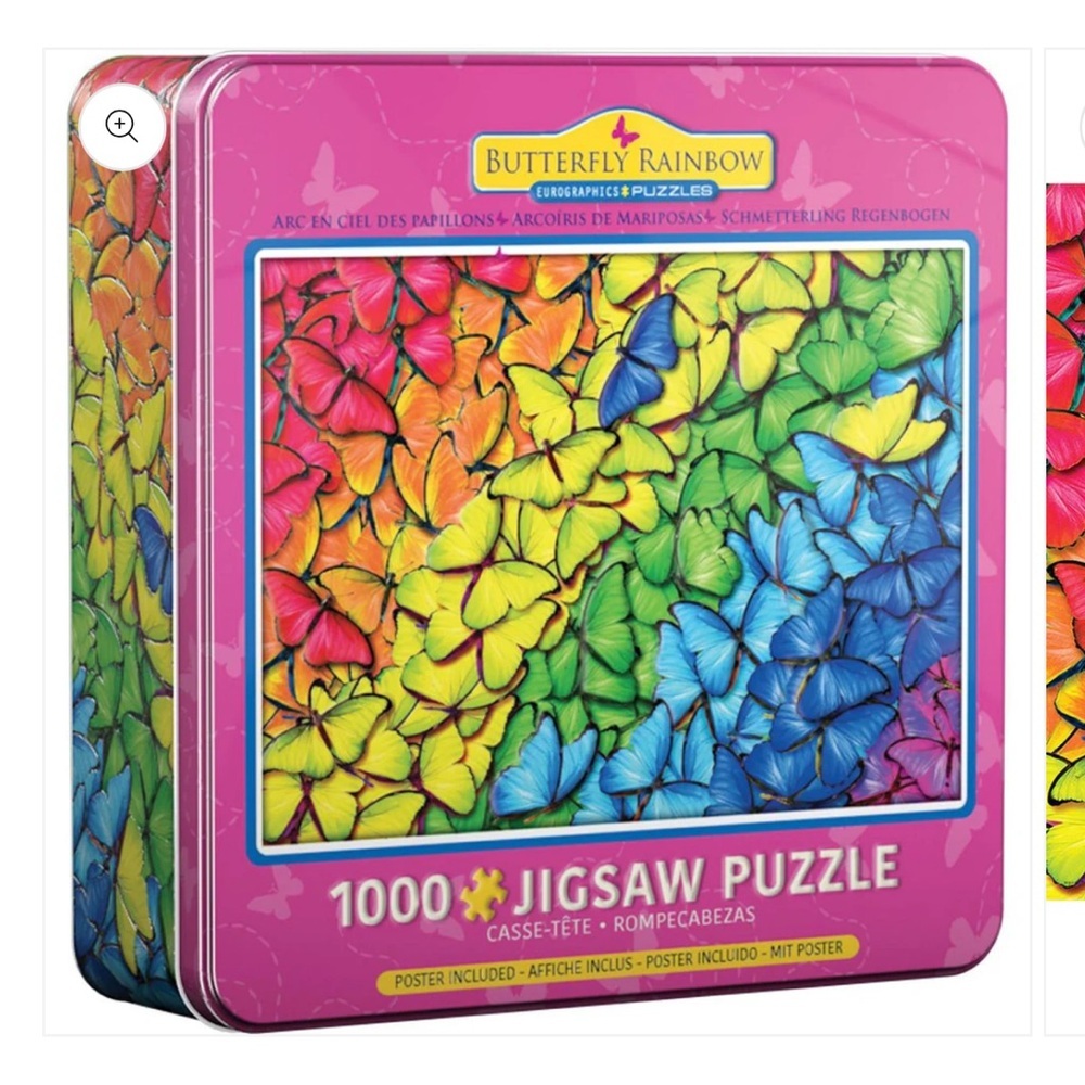 NWT Eurographics Butterfly Rainbow 1000 piece Jigsaw Puzzle in Tin Container